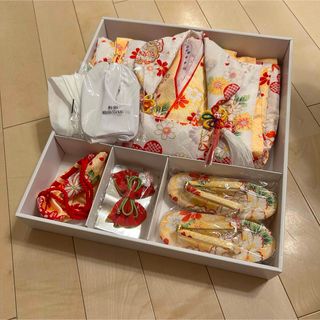 ⭐︎新品　女の子 七五三 3歳 被布 着物セット 黄色(和服/着物)