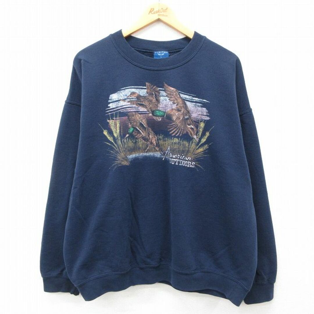 XL☆古着 ピューリタン 長袖 スウェット メンズ 鳥 クルーネック XL☆古着 ピューリタン 長袖 スウェット メンズ 鳥 クルーネック