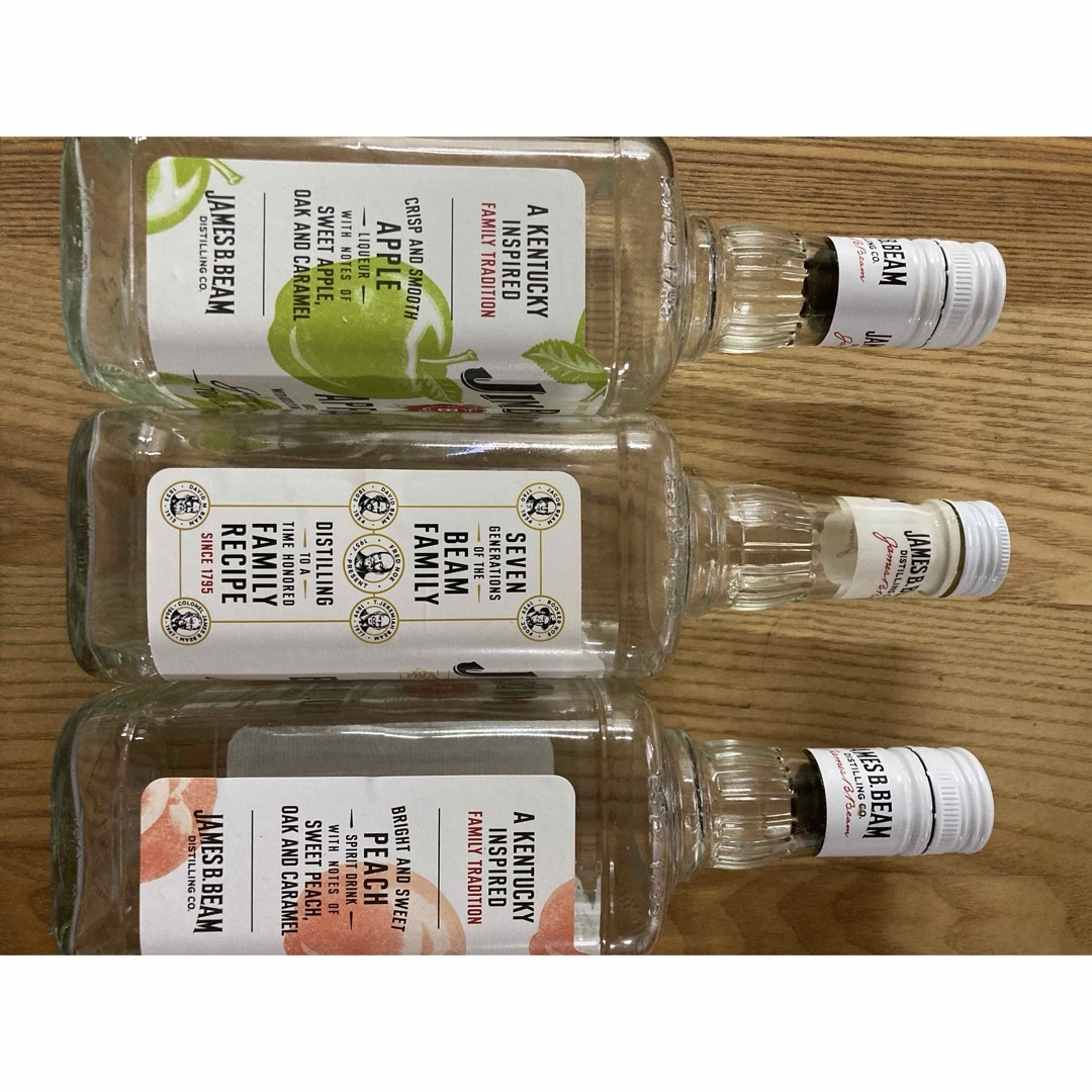 ジンビーム アップル ピーチ 空き瓶3本 リキュール700ml瓶の通販 ジンビーム アップル ピーチ 空き瓶3本 リキュール700ml瓶の通販