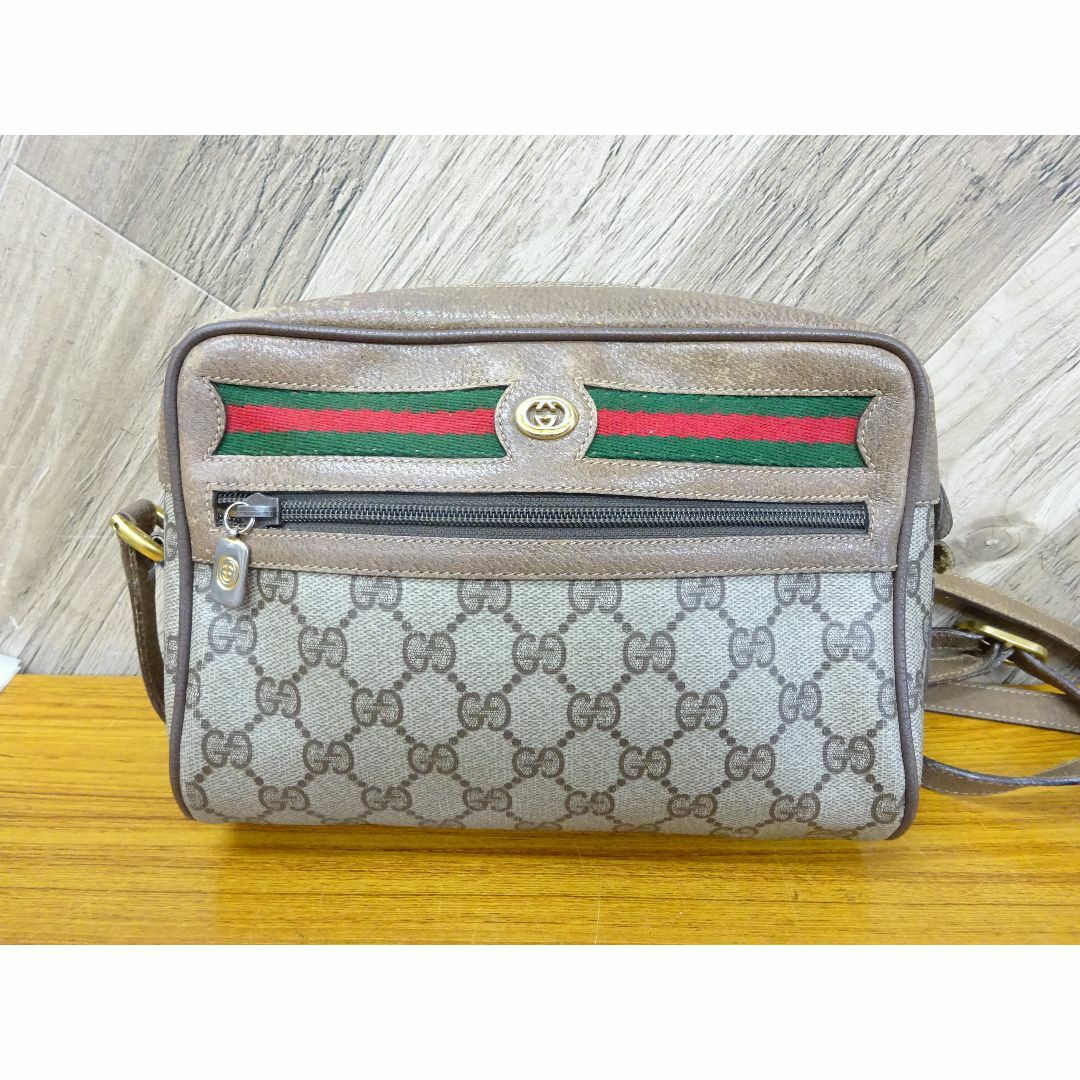 宇095/ GUCCI オールドグッチ シェリーライン PVC レザー バッグ 宇095/ GUCCI オールドグッチ シェリーライン PVC レザー バッグ