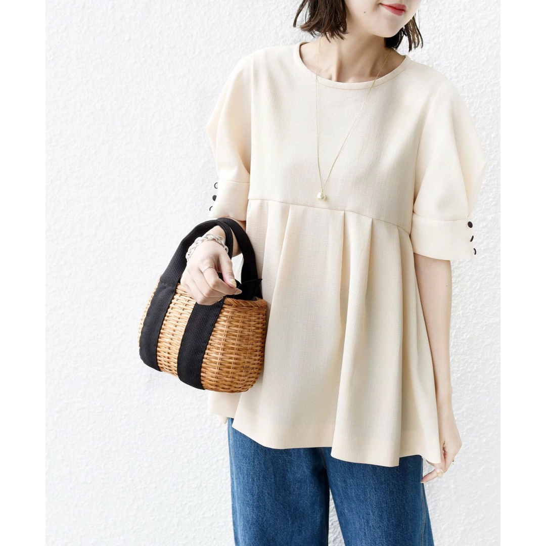美品♡SHIPS シップス　リネンライク タック フレア ブラウス　Mサイズ SHIPS（シップス）の「* 〈洗濯機可能〉リネンライク タック