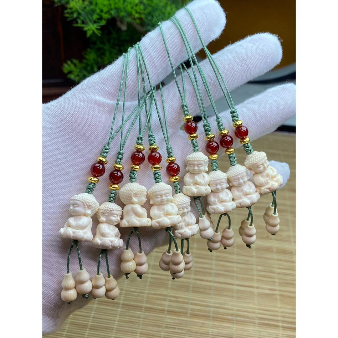 天然マンモス牙美しい手作り彫刻 蓮花小萌え仏 キーホルダー 天然マンモス牙美しい手作り彫刻 蓮花小萌え仏 キーホルダー