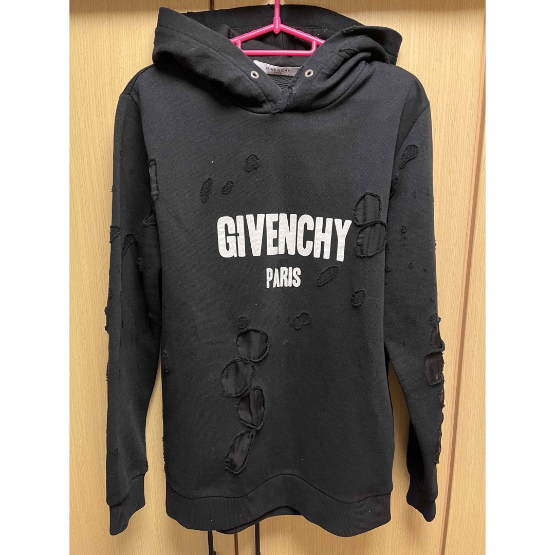 GIVENCHY - 正規 Givenchy ジバンシィ ロゴ ダメージ フーディー GIVENCHY - 正規 Givenchy ジバンシィ ロゴ ダメージ フーディー