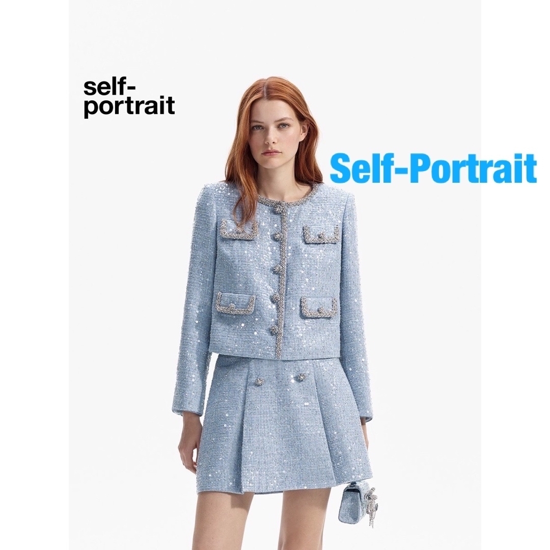 ❇️Selfportrait正規24秋新作セルフポートレートブルージャケット ❇️Selfportrait正規24秋新作セルフポートレートブルージャケット