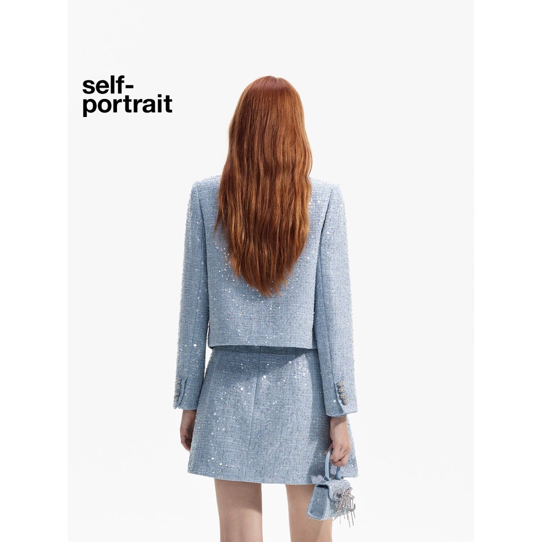 ❇️Selfportrait正規24秋新作セルフポートレートブルージャケット ❇️Selfportrait正規24秋新作セルフポートレートブルージャケット