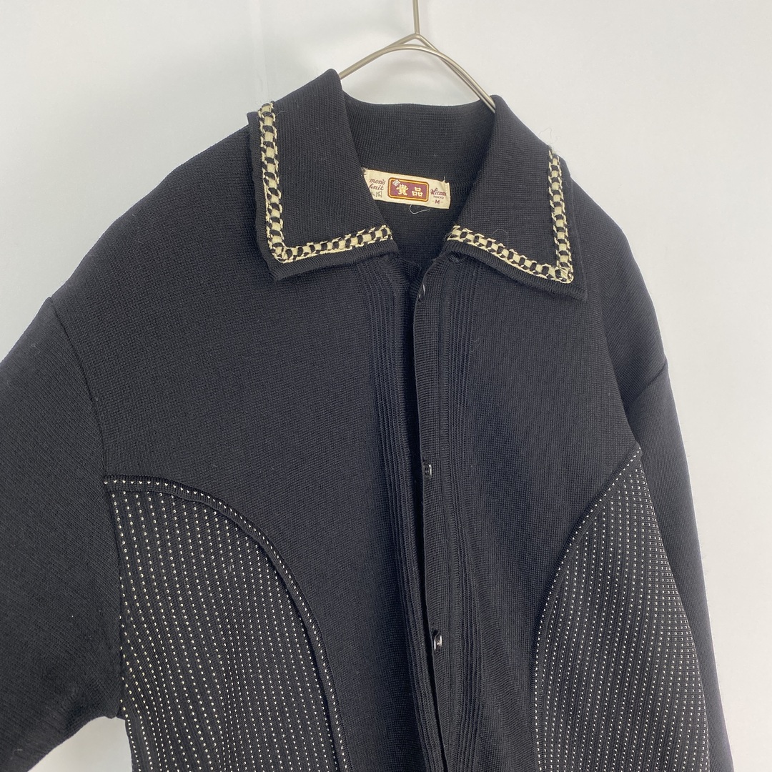 ヴィンテージ カーディガン 襟付き メンズ M 柄 黒 刺繍の通販 ヴィンテージ カーディガン 襟付き メンズ M 柄 黒 刺繍の通販