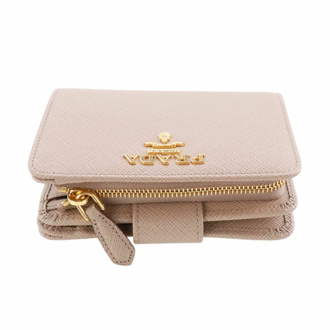 PRADA - プラダ 財布 二つ折り フラップ サフィアーノ メタル PRADA - プラダ 財布 二つ折り フラップ サフィアーノ メタル