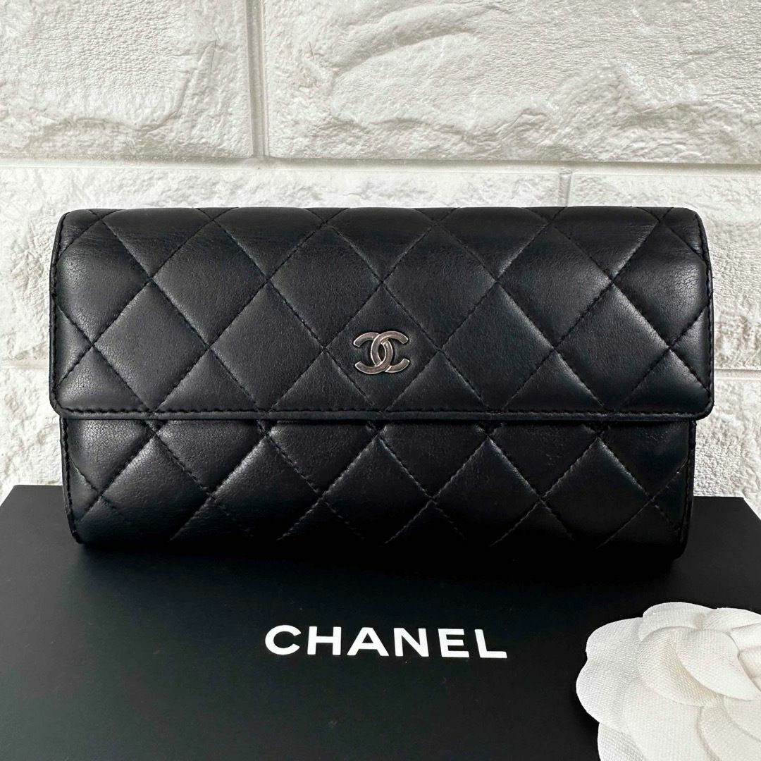 CHANEL シャネル 長財布 ラムスキンマトラッセ フラップウォレット CHANEL シャネル 長財布 ラムスキンマトラッセ フラップウォレット