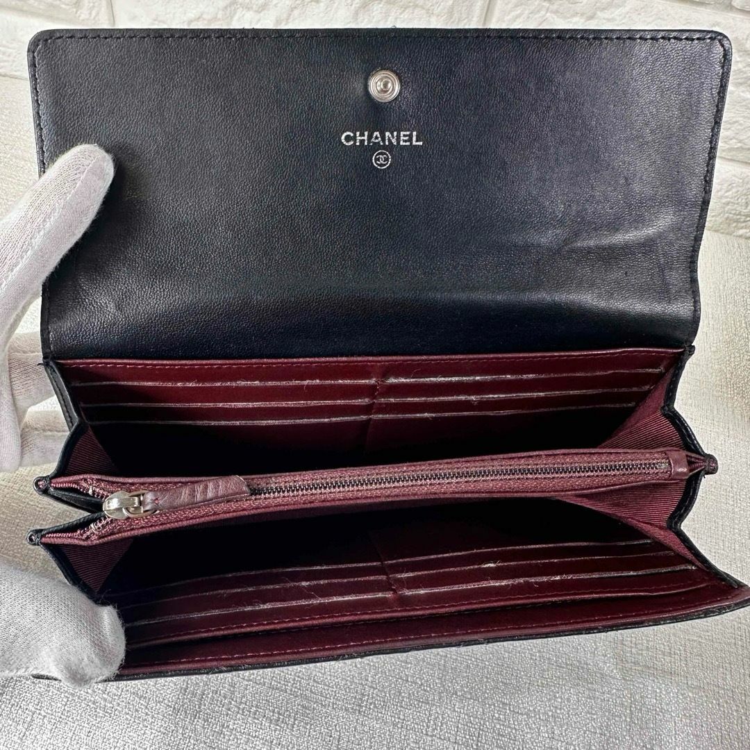 CHANEL シャネル 長財布 ラムスキンマトラッセ フラップウォレット CHANEL シャネル 長財布 ラムスキンマトラッセ フラップウォレット