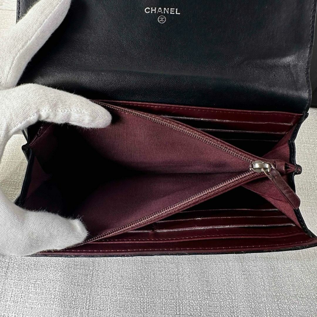 CHANEL シャネル 長財布 ラムスキンマトラッセ フラップウォレット CHANEL シャネル 長財布 ラムスキンマトラッセ フラップウォレット