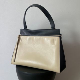 CELINEセリーヌ バイカラー横長大型トートバック キャンバス革 CELINEセリーヌ バイカラー横長大型トートバック キャンバス革