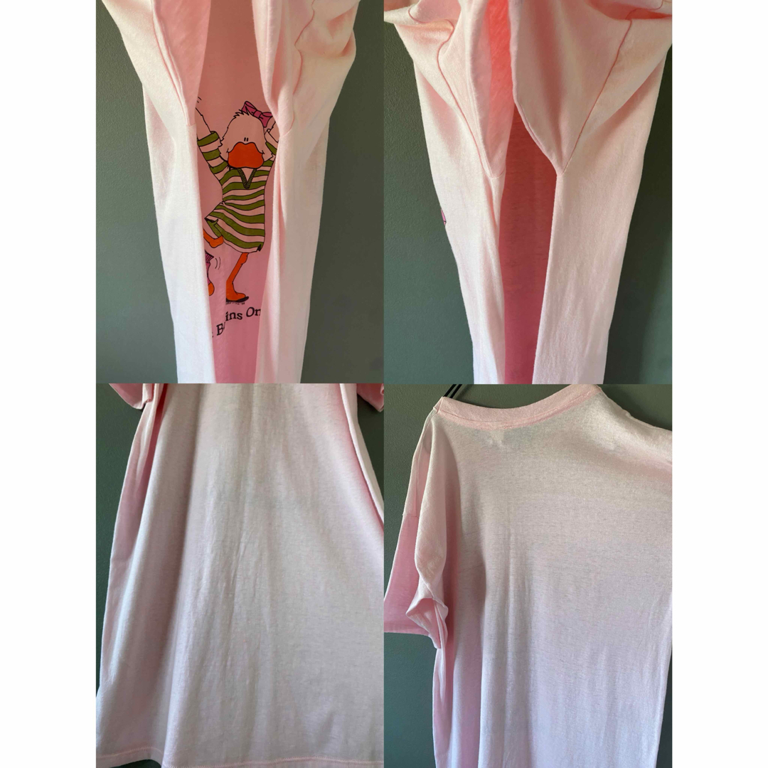 古着 ビンテージ 80s USA ロング Tシャツ アヒルピンク ワンピ 希少 古着 ビンテージ 80s USA ロング Tシャツ アヒルピンク ワンピ 希少