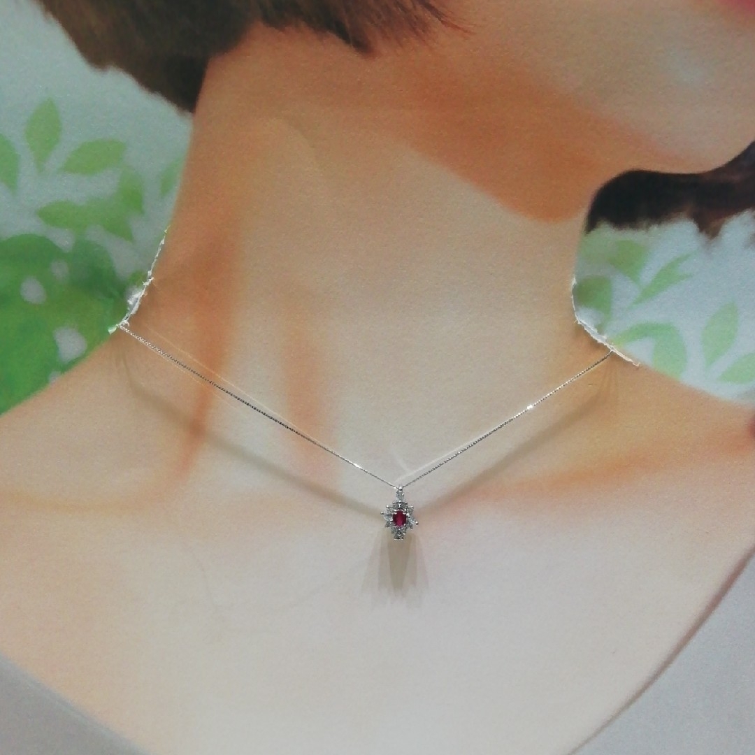Pt900 & Pt850✨ルビー0.33ct✨ダイヤ0.36ct✨ネックレス✨の Pt900 & Pt850✨ルビー0.33ct✨ダイヤ0.36ct✨ネックレス✨の