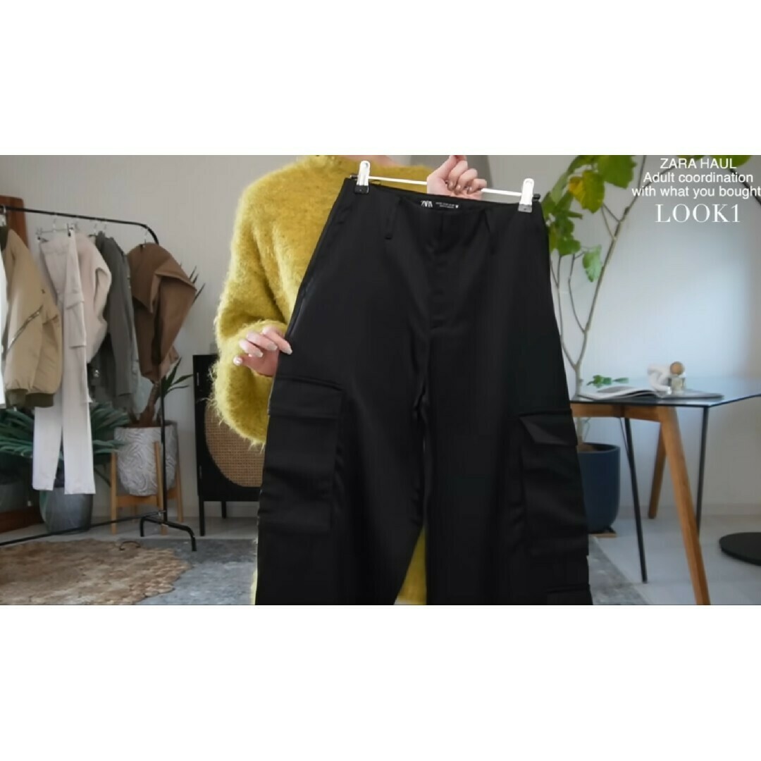 ZARA - ZARA サテン カーゴパンツ Mサイズ ブラックの通販 by ZARA - ZARA サテン カーゴパンツ Mサイズ ブラックの通販 by