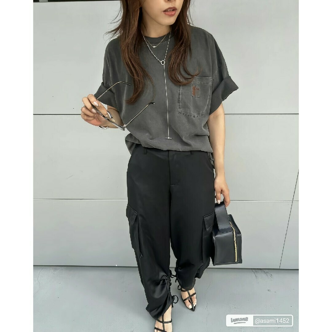 ZARA - ZARA サテン カーゴパンツ Mサイズ ブラックの通販 by ZARA - ZARA サテン カーゴパンツ Mサイズ ブラックの通販 by