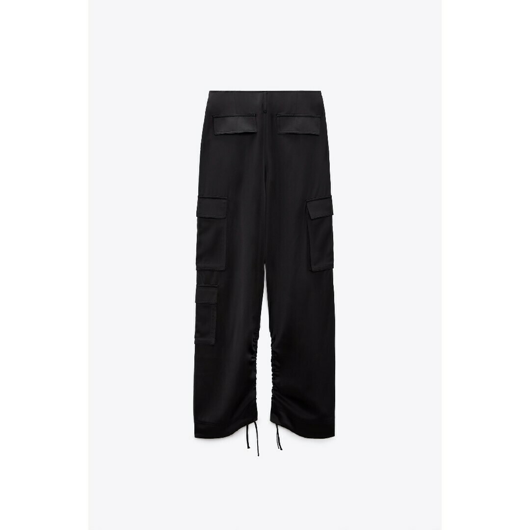 ZARA - ZARA サテン カーゴパンツ Mサイズ ブラックの通販 by ZARA - ZARA サテン カーゴパンツ Mサイズ ブラックの通販 by