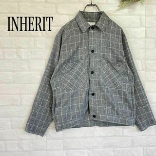 インヘリット(INHERIT)のインヘリット チェック柄 長袖シャツ ジャケット 男女 オーバーサイズ グレー(シャツ)