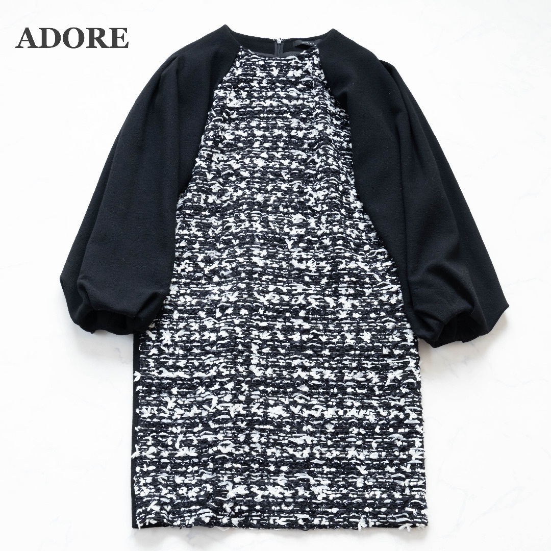 ADORE】BLACK LABEL マリアツイードワンピース 切り替え ADORE】BLACK LABEL マリアツイードワンピース 切り替え
