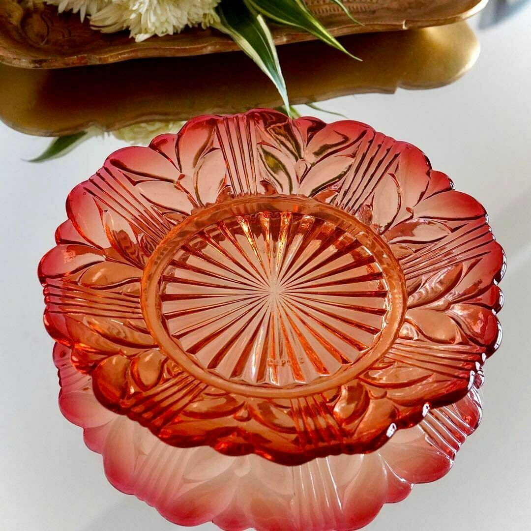 1890年☆オールドバカラ☆BACCARAT☆赤☆ローリエ☆プレート お皿 1 1890年☆オールドバカラ☆BACCARAT☆赤☆ローリエ☆プレート お皿 1