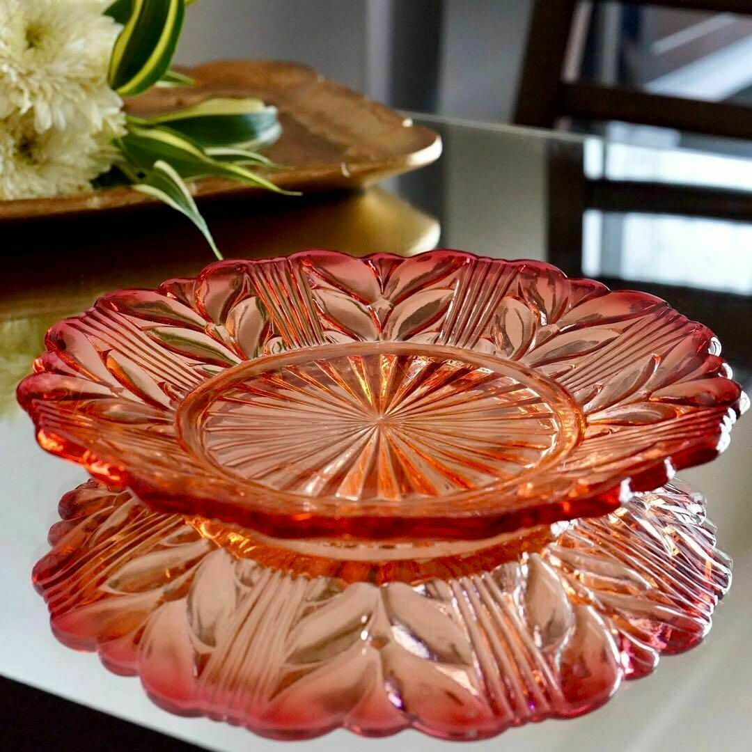 1890年☆オールドバカラ☆BACCARAT☆赤☆ローリエ☆プレート お 1890年☆オールドバカラ☆BACCARAT☆赤☆ローリエ☆プレート お