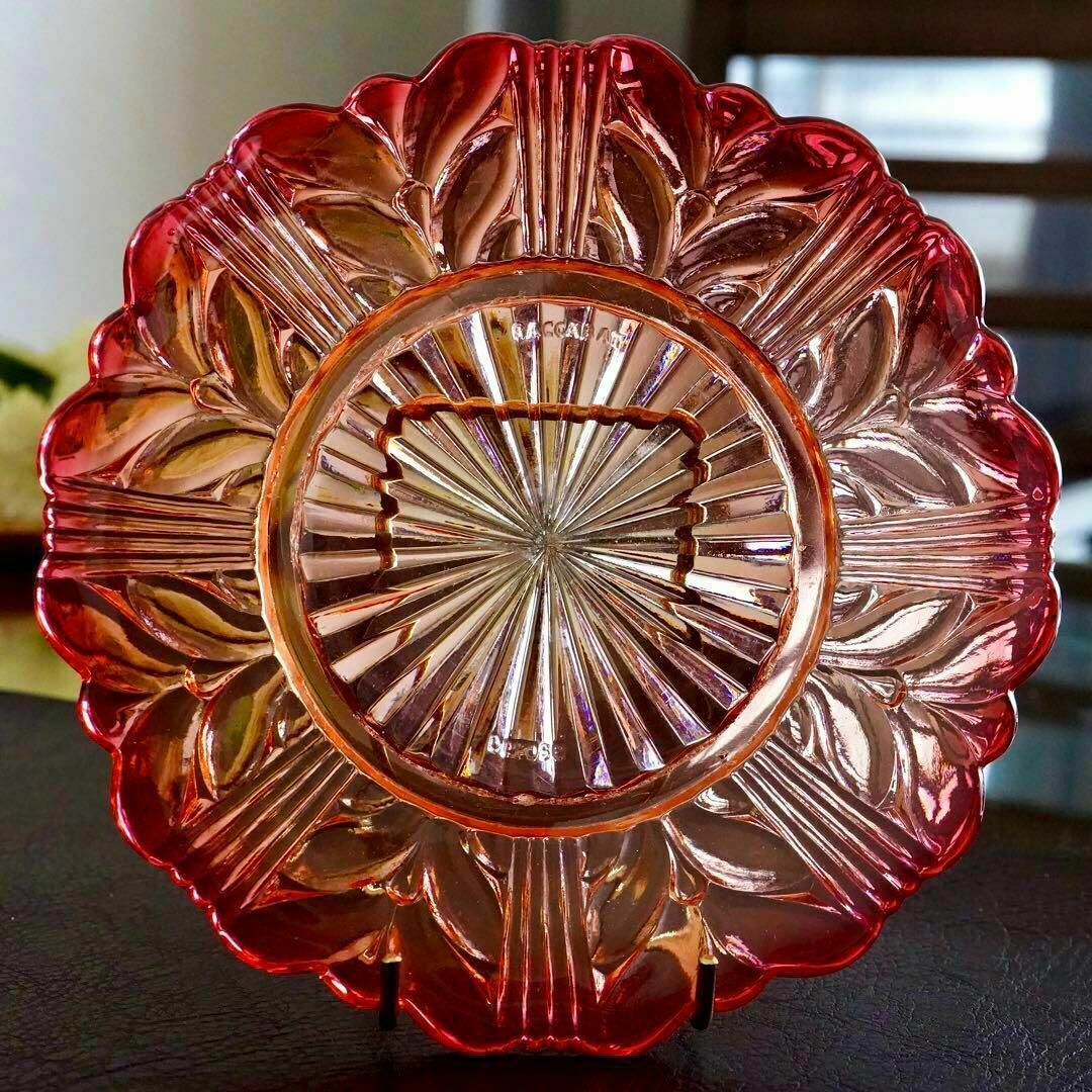 1890年☆オールドバカラ☆BACCARAT☆赤☆ローリエ☆プレート お 1890年☆オールドバカラ☆BACCARAT☆赤☆ローリエ☆プレート お
