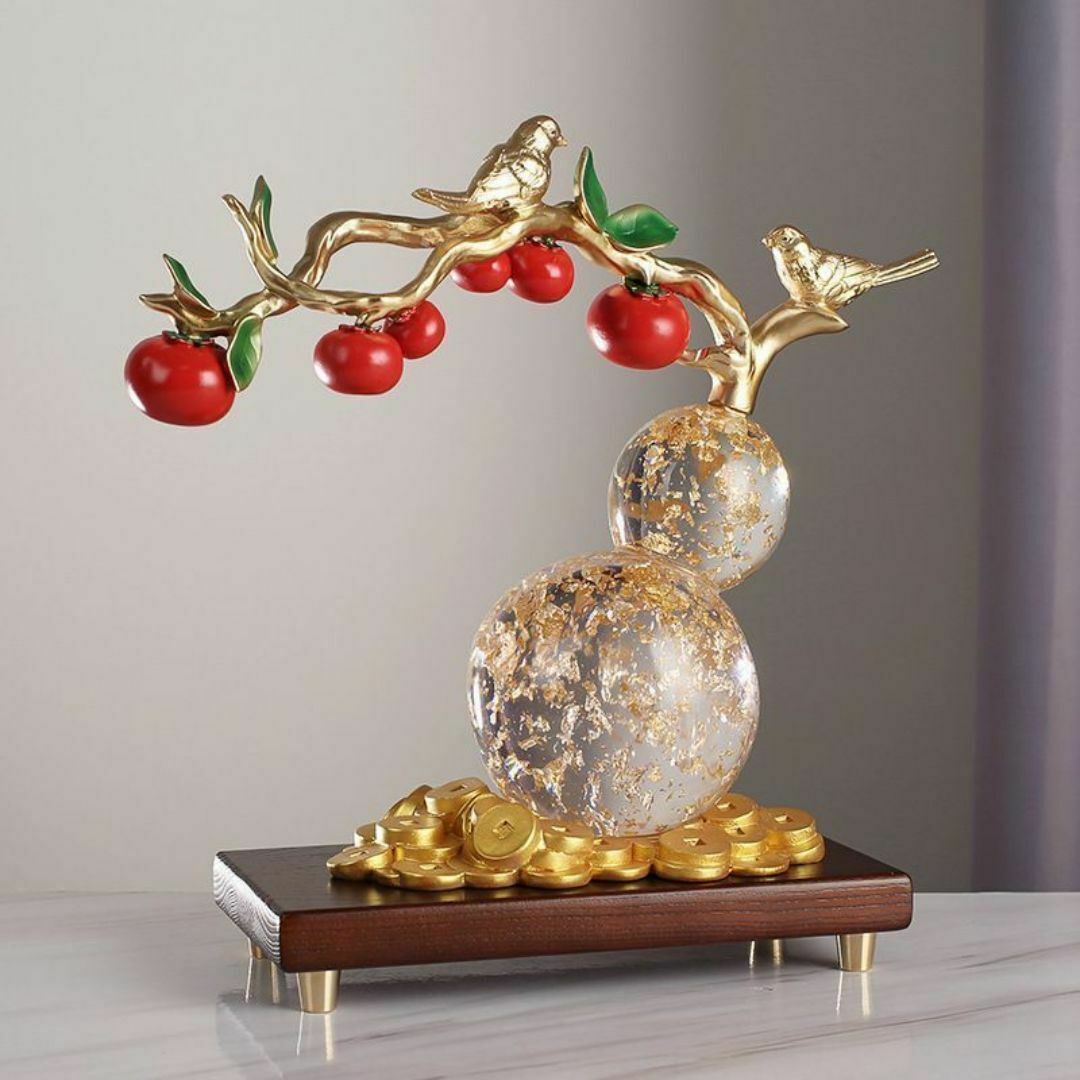 置物 インテリア ひょうたん 金箔 クリア 鳥 オブジェ 置物 インテリア ひょうたん 金箔 クリア 鳥 オブジェ