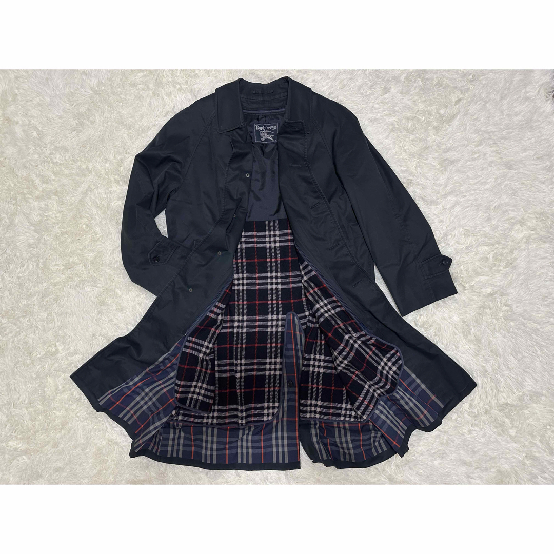 美品 Burberry REGD ライナー付きネイビーカラーコート ノバチェック 美品 Burberry REGD ライナー付きネイビーカラーコート ノバチェック
