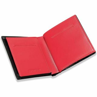 財布 メンズ 二つ折り ミニ財布 コンパクト ブラック レッド プレゼント(折り財布)