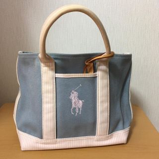 ラルフローレン(Ralph Lauren)の【しろくまちゃん専用】ラルフローレントート☆グレーピンクストライプ🎵(トートバッグ)