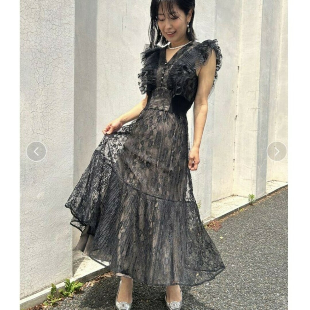 snidel ドレスラボ限定 ラメプリーツレースドレス ロング snidel ドレスラボ限定 ラメプリーツレースドレス ロング
