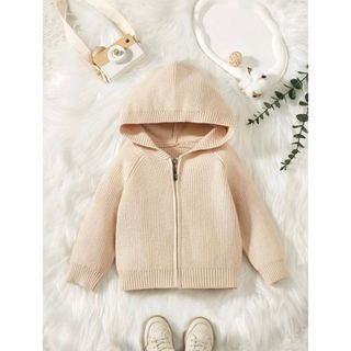 SHEIN - ベビー服　赤ちゃん　ニット　カーディガン　ジップ　パーカー　74 フード付き