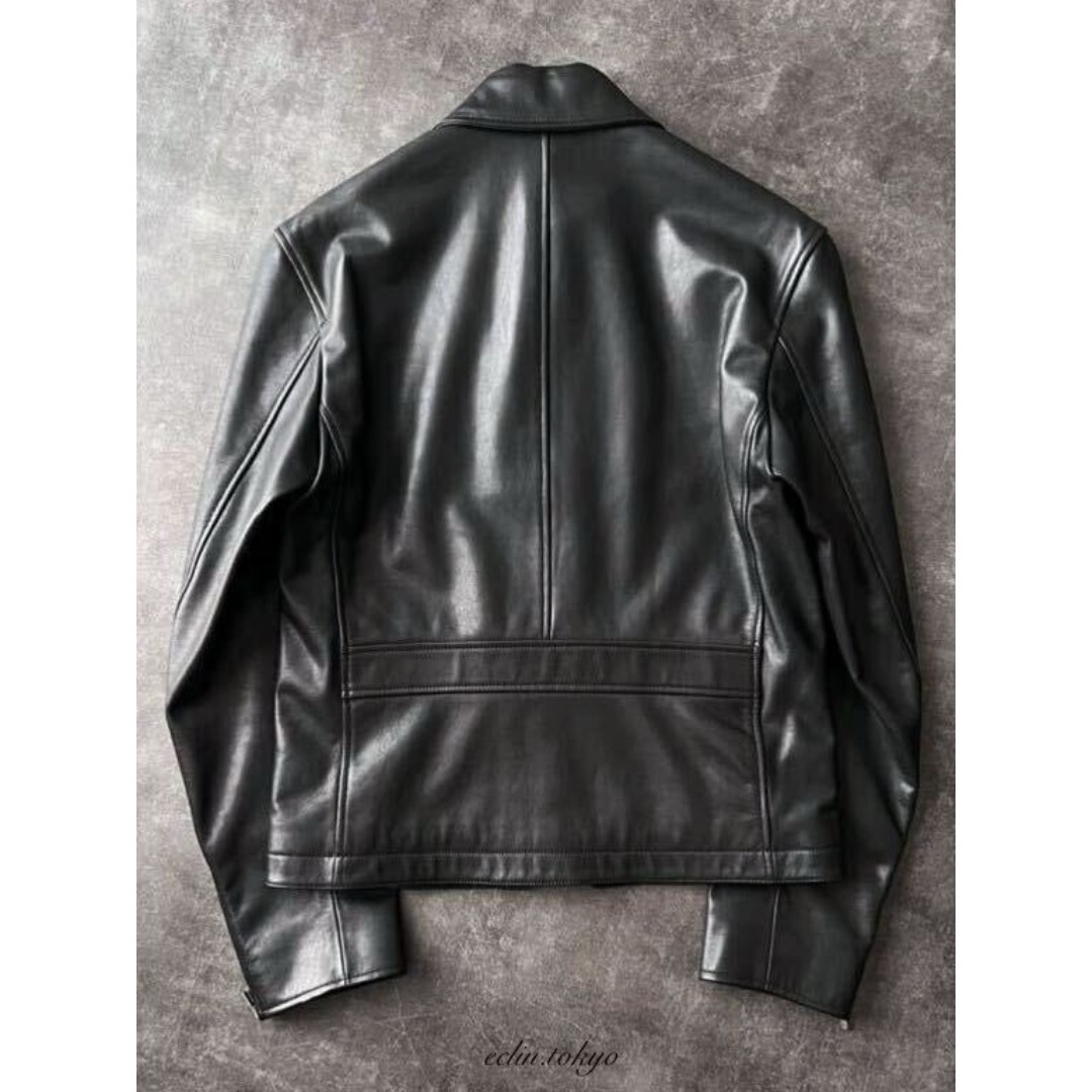 HERMES - HERMES ZIPポケットシングル レザー ライダース HERMES - HERMES ZIPポケットシングル レザー ライダース