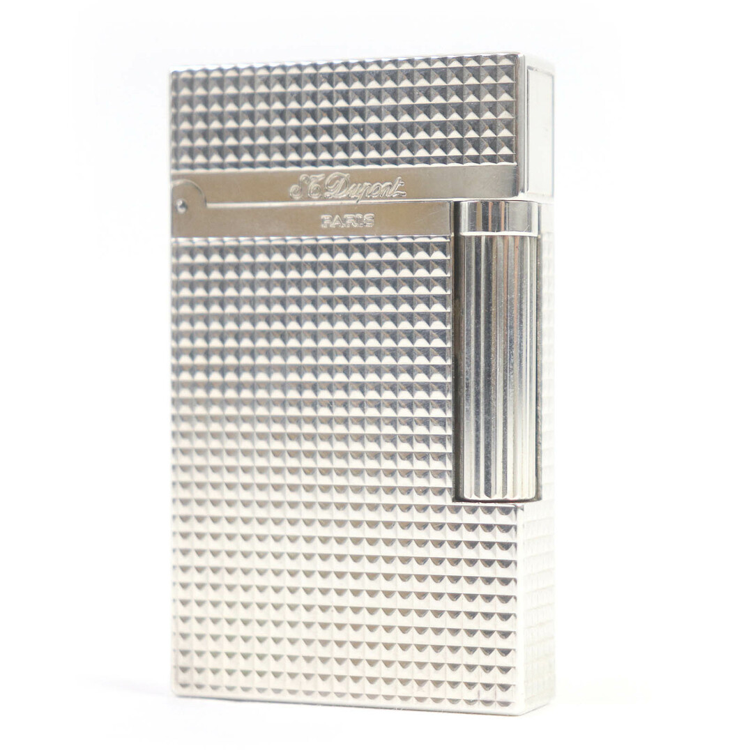 DUPONT - 美品□Dupont デュポン ライン2 ヴァーティカルライン ダイヤモンドヘッド ガスライター シルバー ケース付き フランス製 メンズ 着火確認済み