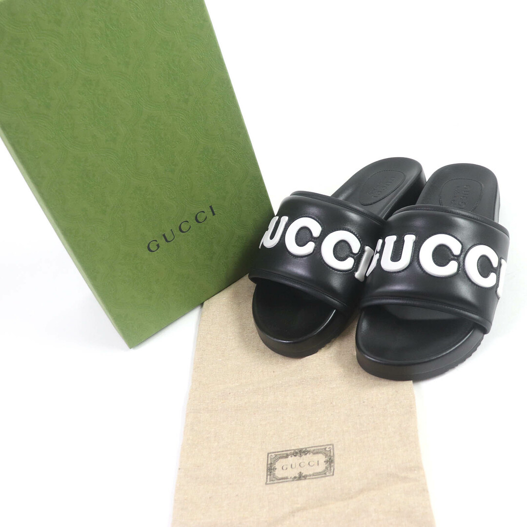 GUCCI - 美品□GUCCI グッチ 742009 Logo Slide レザー シャワー GUCCI - 美品□GUCCI グッチ 742009 Logo Slide レザー シャワー