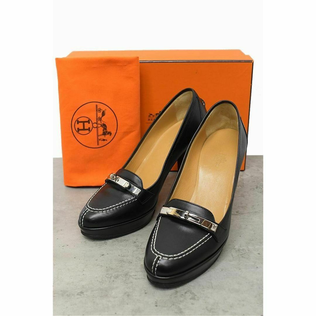 HGS-X174/美品 HERMES ヒールローファー 厚底 37 1/2 HGS-X174/美品 HERMES ヒールローファー 厚底 37 1/2