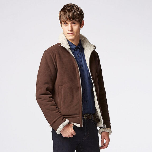 UNIQLO - MEN 防風ムートンフリースジャケット ユニクロの UNIQLO - MEN 防風ムートンフリースジャケット ユニクロの