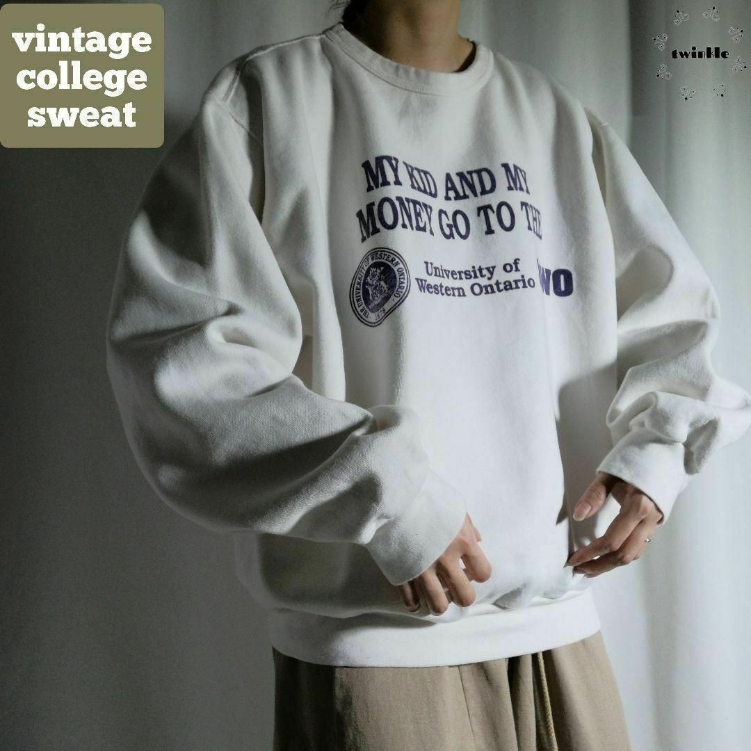VINTAGE - 80s 90s カレッジプリント ヴィンテージスウェット 白 VINTAGE - 80s 90s カレッジプリント ヴィンテージスウェット 白