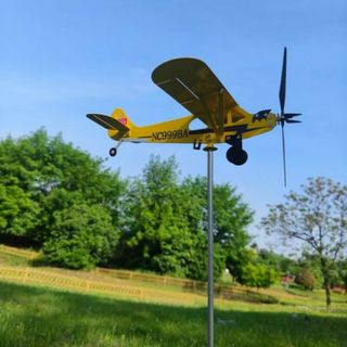 飛行機風向計 飛行機風スピナー パイパー 庭 テラスハンドメイド 風向計(知育玩具)