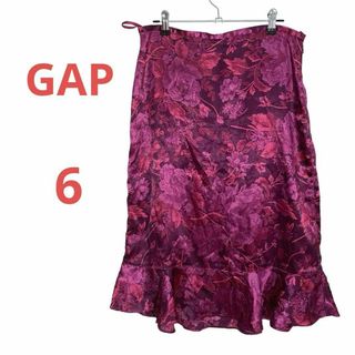 ギャップ(GAP)の【GAP】ラップスカート (6) 花柄 総柄 ひざ丈 サテン素材 ローズピンク(その他)