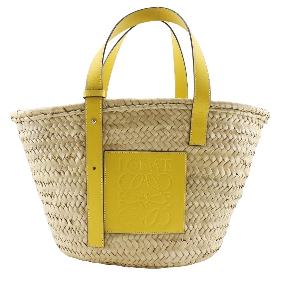 LOEWE】ロエベ バスケットバッグ カゴバッグ ラフィア×レザー 黄 LOEWE】ロエベ バスケットバッグ カゴバッグ ラフィア×レザー 黄