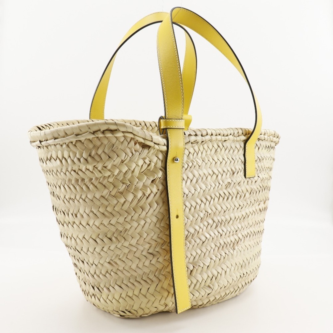 LOEWE】ロエベ バスケットバッグ カゴバッグ ラフィア×レザー 黄 LOEWE】ロエベ バスケットバッグ カゴバッグ ラフィア×レザー 黄