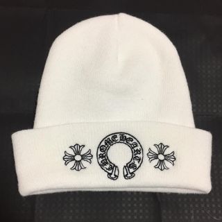 クロムハーツ(Chrome Hearts)の新品同様 クロムハーツ ホースシュー ニット キャップ 白 登坂着用(キャップ)