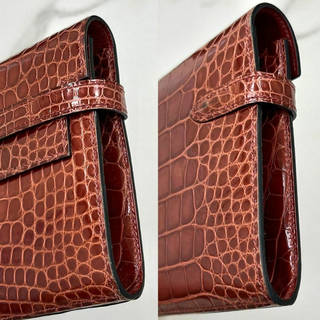 HERMES - エルメス ケリーウォレット アリゲーター ブラウン 長 HERMES - エルメス ケリーウォレット アリゲーター ブラウン 長