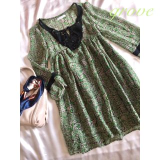 グローブ(grove)の◆美品！送料無料◆grove グローブ◆花柄シフォンミニワンピ ◆size M◆(ひざ丈ワンピース)