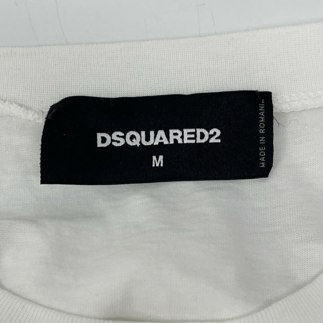 DSQUARED2 - ディースクエアード S74GD0762 ホワイト×レッド Tシャツ Mの DSQUARED2 - ディースクエアード S74GD0762 ホワイト×レッド Tシャツ Mの