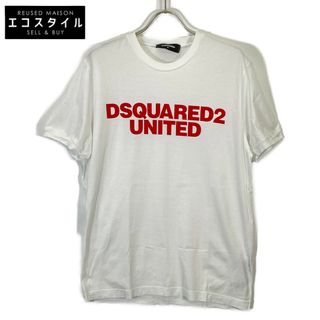 DSQUARED2 - ディースクエアード S74GD0762 ホワイト×レッド Tシャツ Mの DSQUARED2 - ディースクエアード S74GD0762 ホワイト×レッド Tシャツ Mの