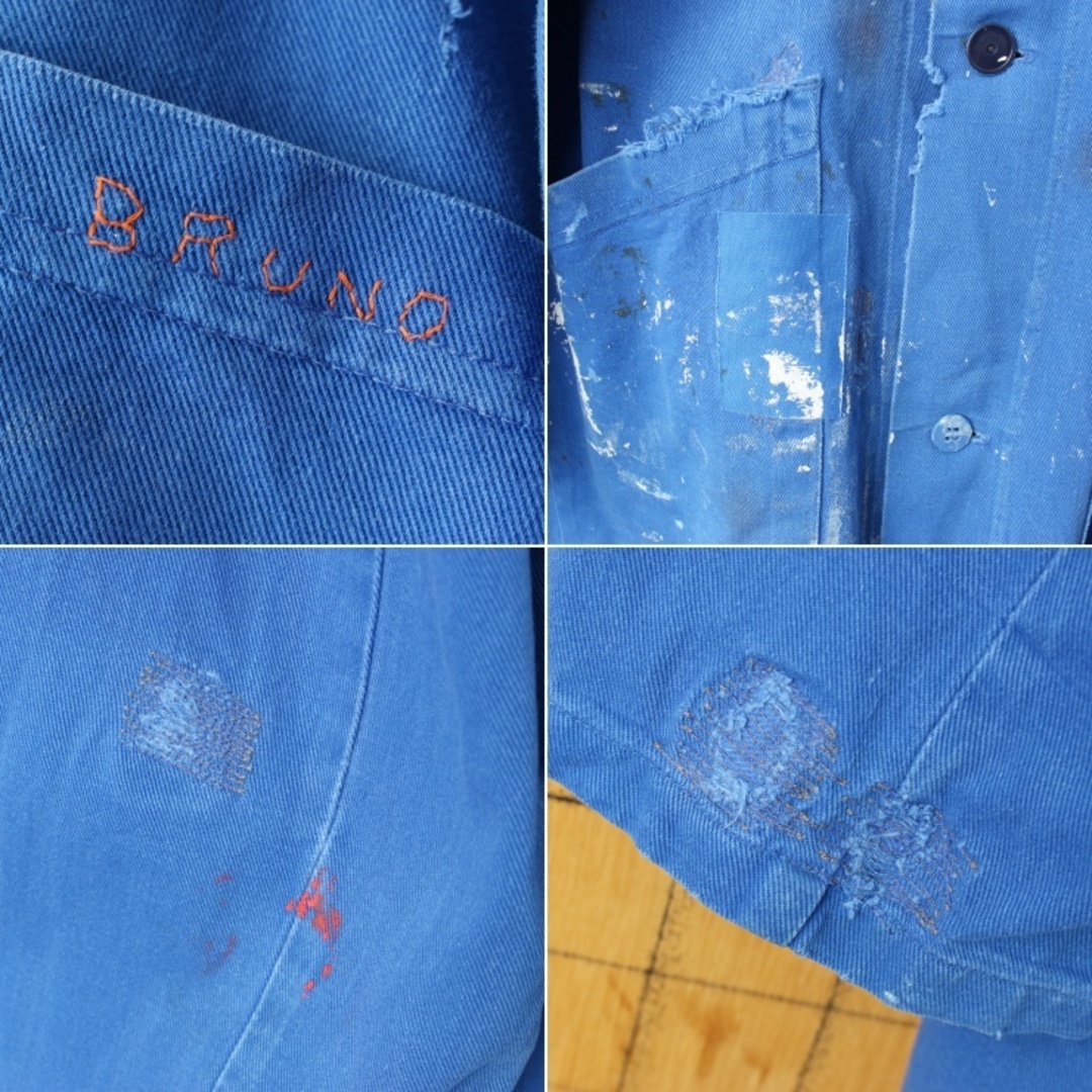 70s 80s ユーロ BRUNO ワーク コート メンズL相当 ブルー ss3の 70s 80s ユーロ BRUNO ワーク コート メンズL相当 ブルー ss3の