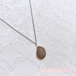 一点もの 海 天然 ガラス シーグラスネックレス／オリーブA(NO.1155)(ネックレス)