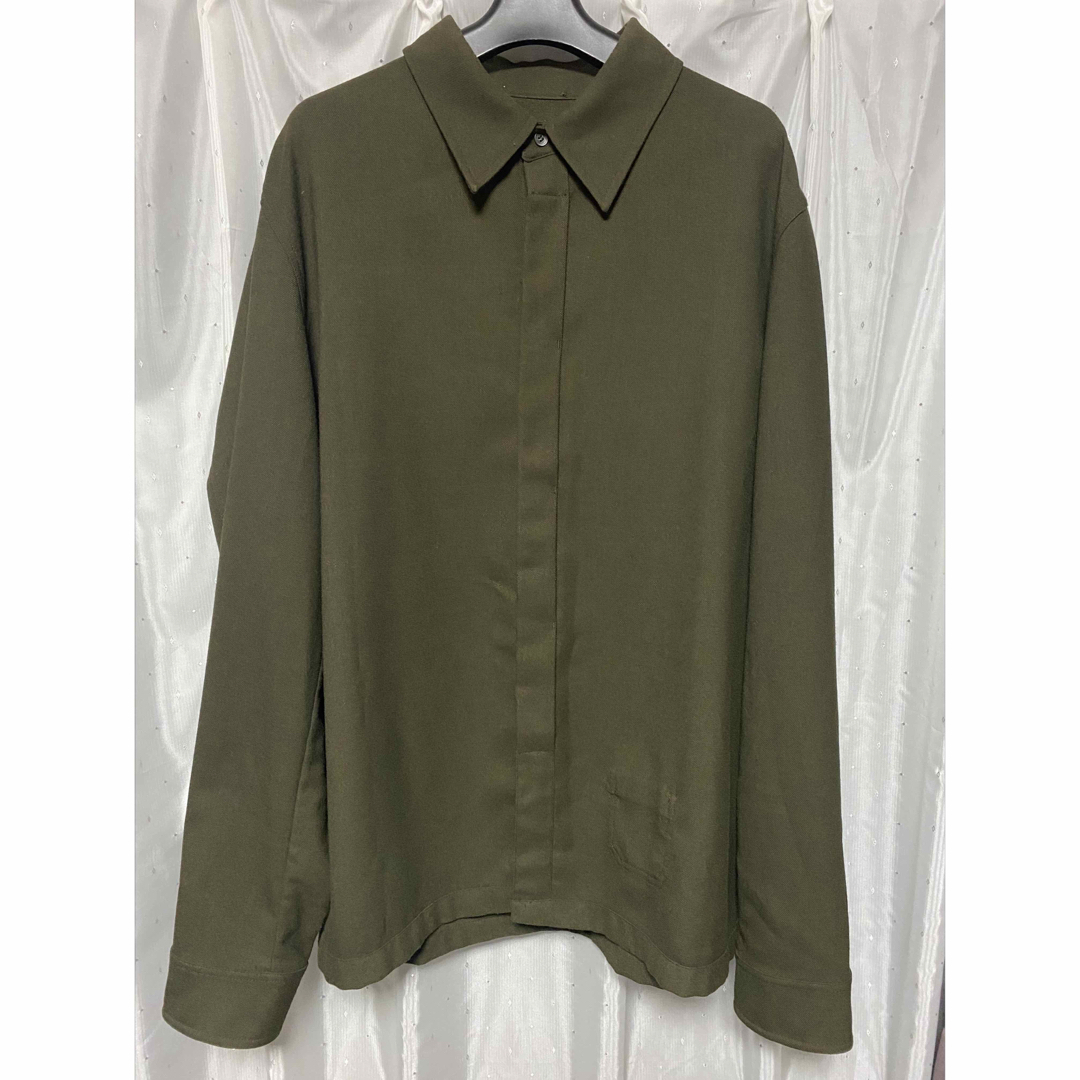 PRADA SPORT 00s 比翼ウールシャツ カーキ PRADA SPORT 00s 比翼ウールシャツ カーキ