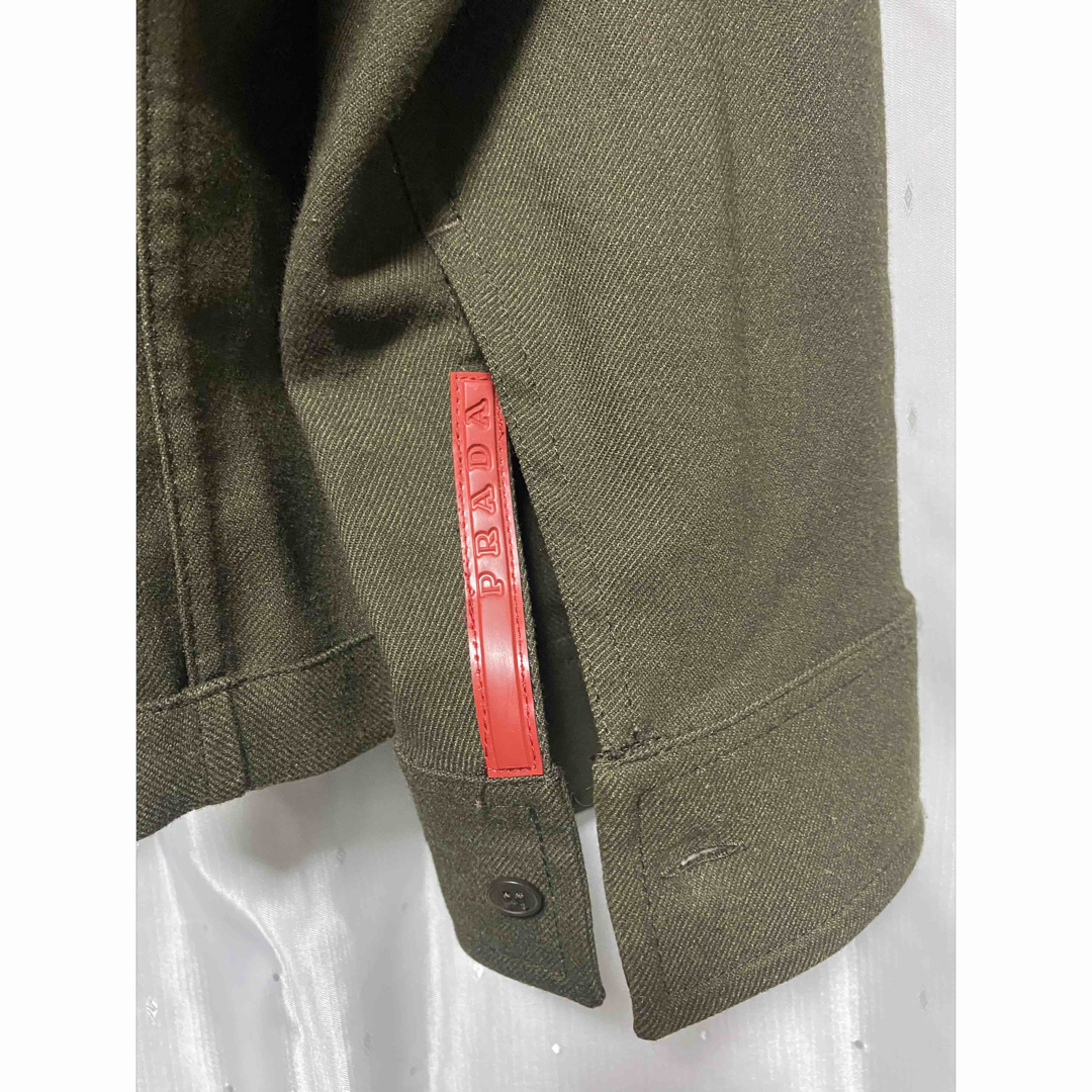 PRADA SPORT 00s 比翼ウールシャツ カーキ PRADA SPORT 00s 比翼ウールシャツ カーキ